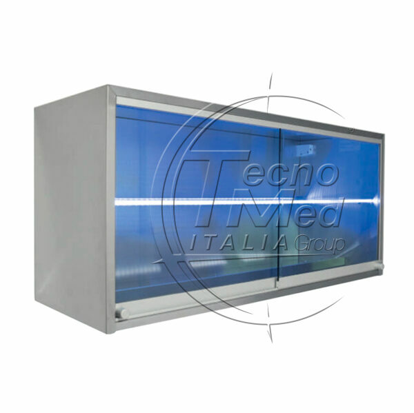Glass cabinet 1000x380x480(h)mm, inox, frosted glasses, 1 glass shelf