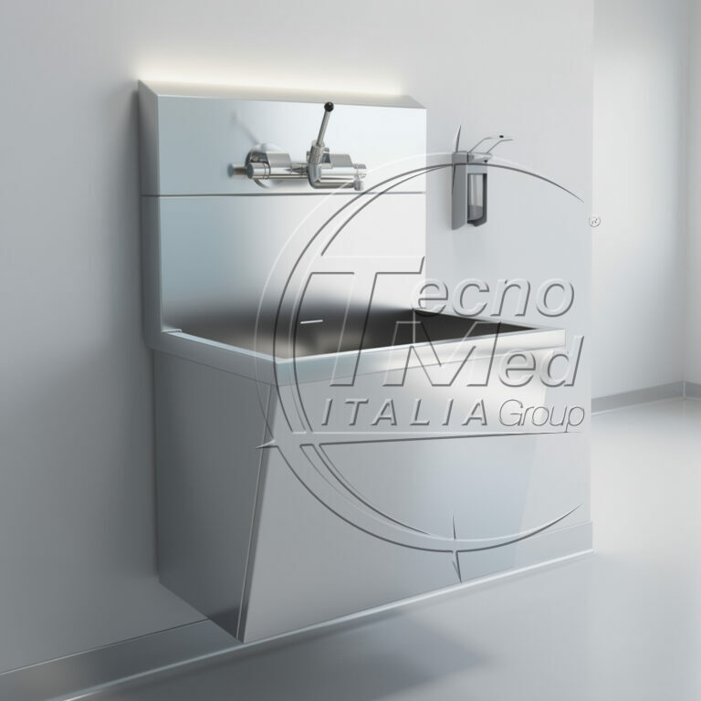 Lavabo chirurgico singolo in acciaio inox AISI 304 con leva clinica