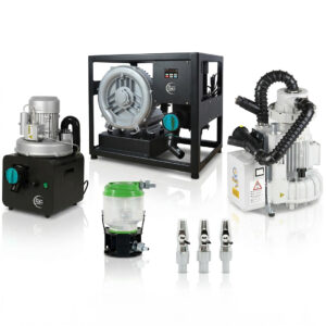 Sistemi di aspirazione odontoiatrica con aspiratori, separatori amalgama e terminali per studio dentistico